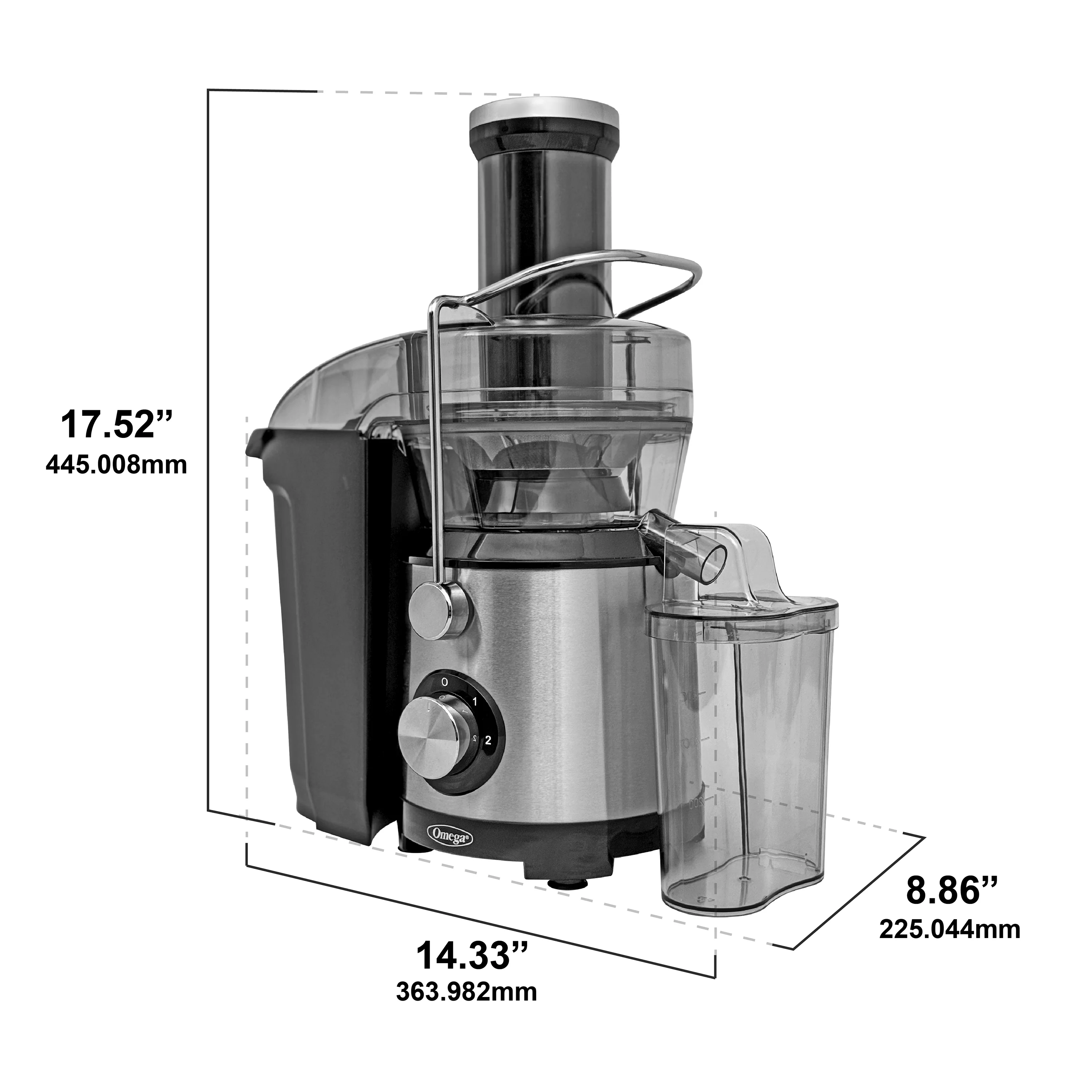 Omega High Speed Juicer with Large Chute (OMJCHSLCBK13) - Image 6